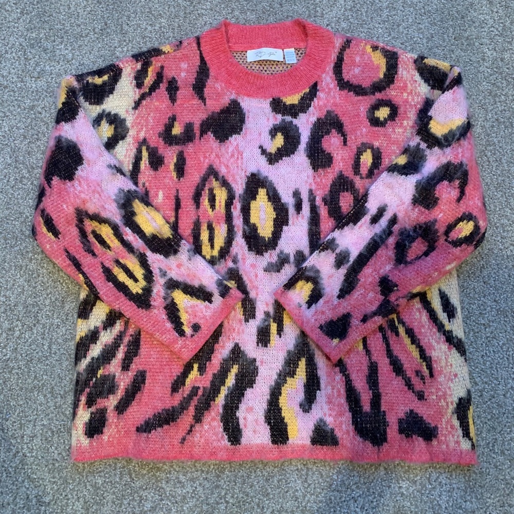 RD Style Pink Leopard Crew Neck Sweater